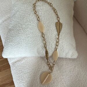 Gold and Cream Leaf Necklace